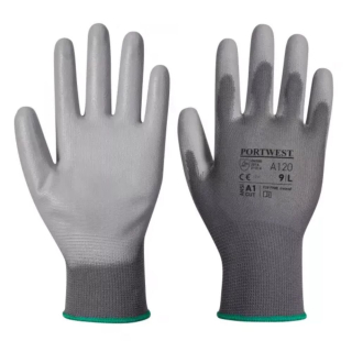 Pracovné rukavice Portwest s PU dlaňou veľkosť č. 7 (S) sivé