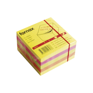 Samolepiaci bloček 75x75mm 450 lístkov Fornax mix neónových farieb