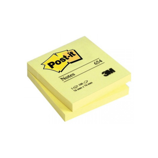 Samolepiaci bloček 76x76mm 100 lístkov 3M 654 Post-it žltý