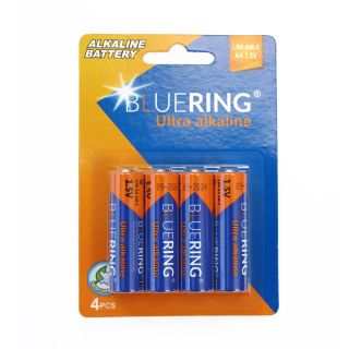 Batéria AA tužková LR6 alkalická 4ks v balení, Bluering®