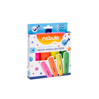 Zvýrazňovač 2-5mm neónových farieb, NEBULO Neon sada 4ks