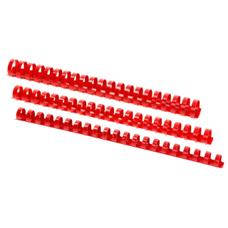 Plastový hrebeň 10mm ≥55 listov balenie 100ks Fellowes červený