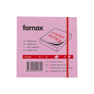 Samolepiaci bloček 75x75mm 80 lístkov Fornax neónový ružový
