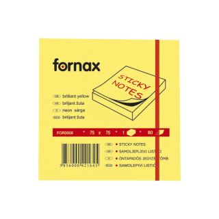 Samolepiaci bloček 75x75mm 80 lístkov Fornax neónový žltý