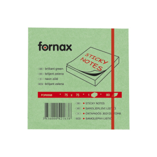 Samolepiaci bloček 75x75mm 80 lístkov Fornax neónový zelený