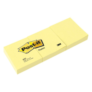 Samolepiaci bloček 38x51mm 3x100 lístkov 3M 653 Post-It žltý