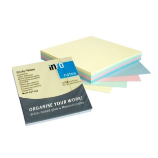 Samolepiaci bloček 75x75mm 100 lístkov Info Notes mix pastelových farieb