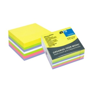 Samolepiaci bloček 75x75mm 400 lístkov Info Notes mix žiarivých farieb