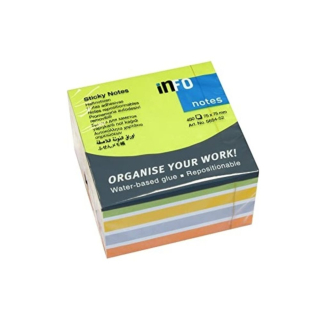 Samolepiaci bloček 75x75mm 450 lístkov Info Notes mix intenzívnych farieb
