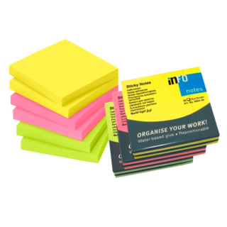 Samolepiaci bloček 75x75mm 6x80 lístkov Info Notes mix žiarivých farieb