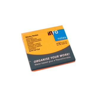 Samolepiaci bloček 75x75mm 80 lístkov Info Notes žiarivý oranžový