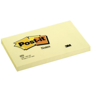 Samolepiaci bloček 76x127mm 100 lístkov 3M 655 Post-it žltý